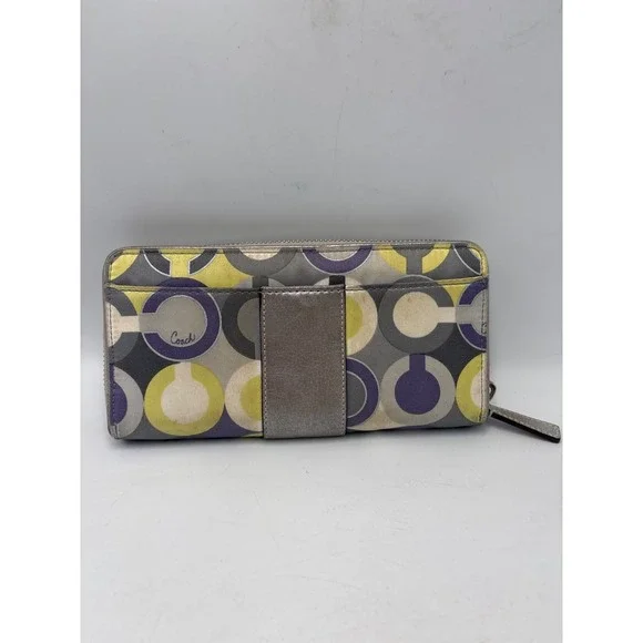 Coach Multicolor Zip-Around Logo Credit Card Women's Wallet - Picture 2 of 7